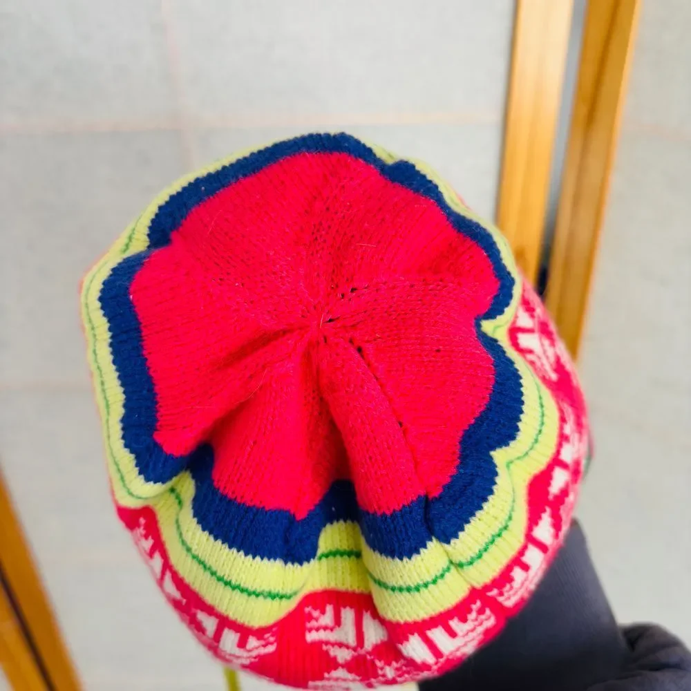 Columbia Winter Youth Knit Hat Fleece Lined Tassels Ear‎ Flaps Fair Isle Nordic